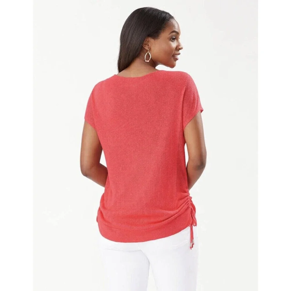 Tommy Bahama Women’s Alana Linen Side Tie V-Neck Sweater - Picture 2 of 13